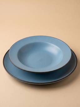 The Golden Theory - Blue Ceramic Pasta Bowl with Plate