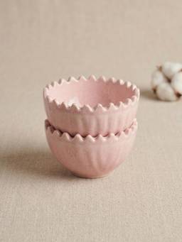 The Golden Theory - Pretty in Pink Ceramic Wavy Bowl Set of 2