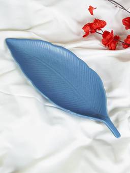 The Golden Theory - Ocean Blue Ceramic Leaf Platter