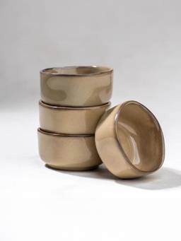 The Golden Theory - Beige Ceramic Handcrafted Dip Bowls Set of 4
