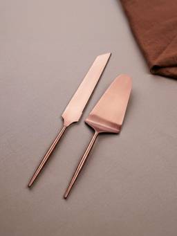 The Golden Theory - Modern Rose Gold Cake Server Set of 2