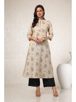Soch - Women Beige Cotton Flex Paisley Print Kurta