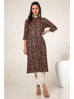 Soch - Women Brown Rayon Ethnic Motifs Kurta