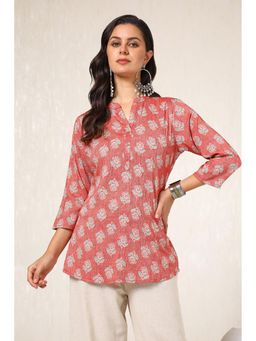 Soch - Women Red Rayon Slub Ethnic Motifs Tunic