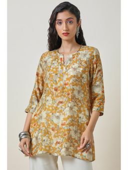 Soch - Women Mustard Viscose Blend Floral Print Tunic