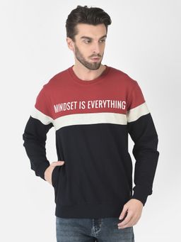 CRIMSOUNE CLUB - Men Red Colour-blocked Mindset Sweatshirt