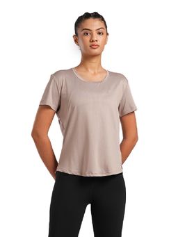 Tego - Beige Solid Regular T-Shirt