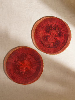 Pure Home + Living - Red Radial Glass Charger Plates (Pack of 2)