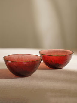 Pure Home + Living - Red Radial Glass Serving Bowls (Pack of 2)