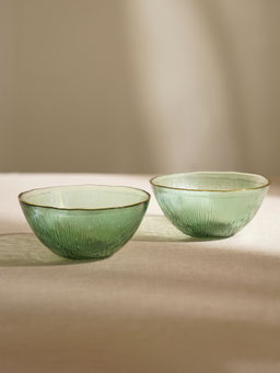 Pure Home + Living - Green Radial Glass Serving Bowls (Pack of 2)