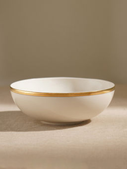 Pure Home + Living - White Rim Detail Ceramic Serving Bowl