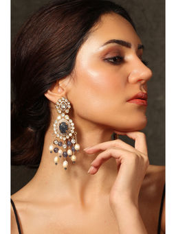 Joules By Radhika - Grey Opulent Dazzle Kundan Drop Earrings