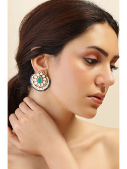 Joules By Radhika - Multi-Color Amber Scrollwork Drop Kundan Earrings