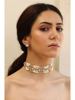 Joules By Radhika - White Pearl Sunlit Strand Choker Necklace Set