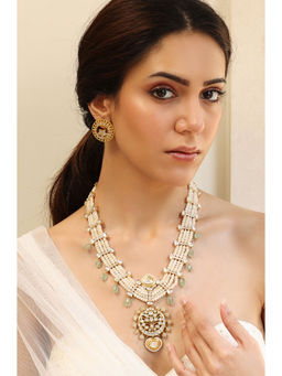 Joules By Radhika - Green Pearlescent Pretty Necklace Set