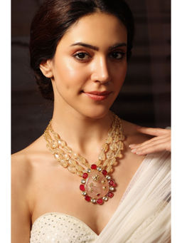 Joules By Radhika - Rosy Red Cascade Necklace