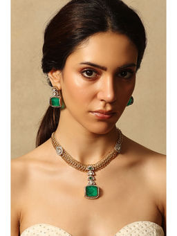 Joules By Radhika - Jade Green Majesty Necklace Set