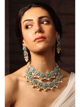 Joules By Radhika - Jade Green Cascade Necklace Set