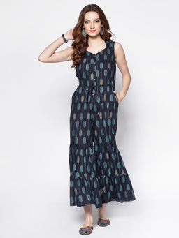 Sera - Navy Blue Printed Jumpsuit