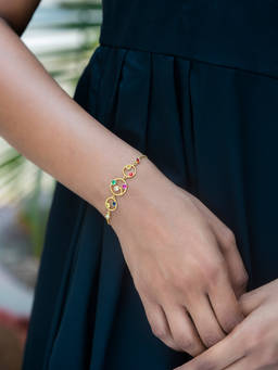Shaya by CaratLane - 925 Silver Shaya by CaratLane Being My Own Navratna Galaxy Bracelet in Gold Plated