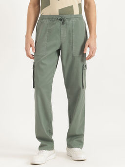 United Colors of Benetton - Green Solid Relaxed Fit Cargo
