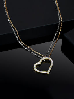 Estele - Gold & Rhodium Plated Lovely Heart Designer Pendant for Women