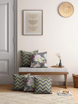 India Circus by Krsnaa Mehta - Chevron Melavo Satin Blend Cushion Cover Set Of 5