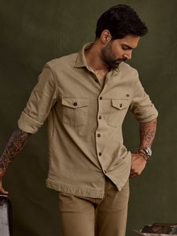 Andamen - Light Brown Flap pocket Overshirt-Regular Fit