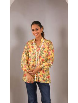 ALLUREARMOIRE - Yellow Floral Top with Shells