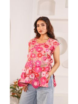 ALLUREARMOIRE - Pink Floral Netted Top