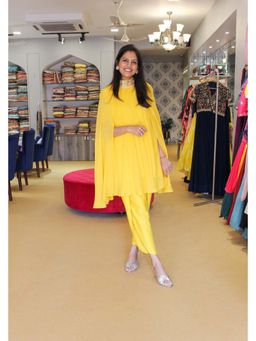 Pink Tree - Sunshine Yellow Georgette Kurta with Dhoti