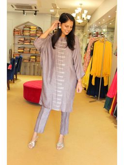 Pink Tree - Dove Grey Silk Co-Ord Set