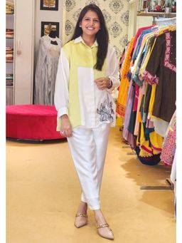 Pink Tree - White Co Ord Set with Flower Embellishment