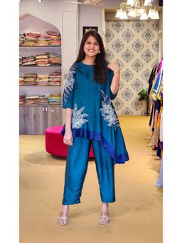 Pink Tree - Teal Green Embroidered Co-Ord Set