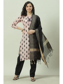 Biba - Pink Cotton Unstitched Suit (Set of 3)