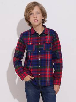 Jack & Jones Junior - Boys Red Checks Cotton Shirt