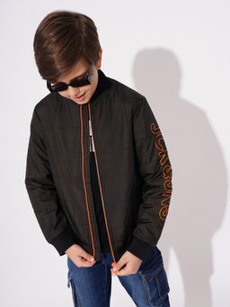 Jack & Jones Junior - Boys Black Printed Polyester Jacket