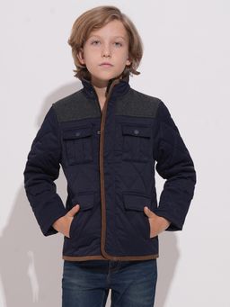 Jack & Jones Junior - Boys Navy Blue Solid/Plain Polyester Jacket