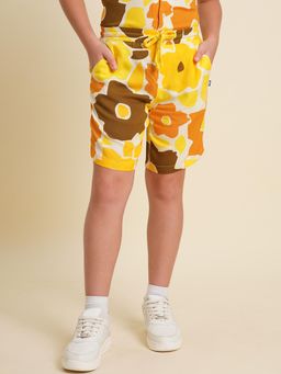 Jack & Jones Junior - Boys Yellow Printed Viscose Shorts