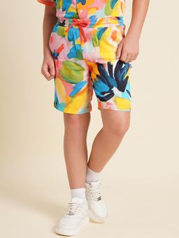 Jack & Jones Junior - Boys Multi-Color Abstract Viscose Shorts