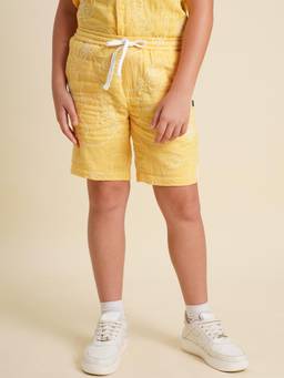 Jack & Jones Junior - Boys Yellow Embroidered Cotton Shorts