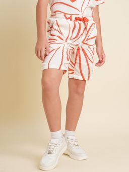 Jack & Jones Junior - Boys White Abstract Cotton Shorts