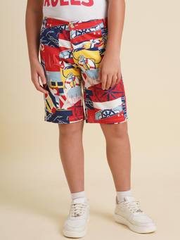 Jack & Jones Junior - Boys Multi-Color Abstract Cotton Shorts