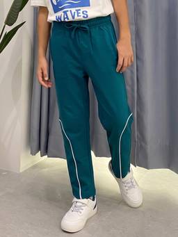 Lil Tomatoes - Boys Blue Solid/Plain Cotton Trackpant
