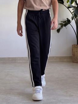 Lil Tomatoes - Boys Black Stripes Cotton Trackpant