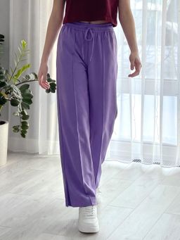 Lil Tomatoes - Girls Purple Solid/Plain Cotton Trackpant