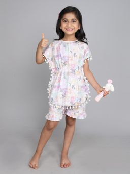 Little Clothings - Girls Multi-Color Printed Cotton Co-Ord Set