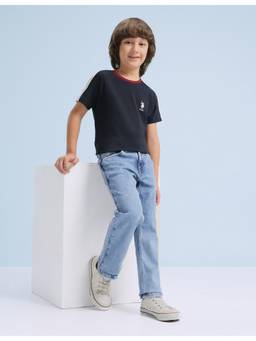 U.S. POLO ASSN. - Boys Blue Solid/Plain Cotton Jeans