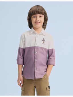 U.S. POLO ASSN. - Boys Purple Colorblock Cotton Shirt