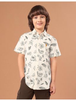U.S. POLO ASSN. - Boys Beige Floral Cotton Shirt